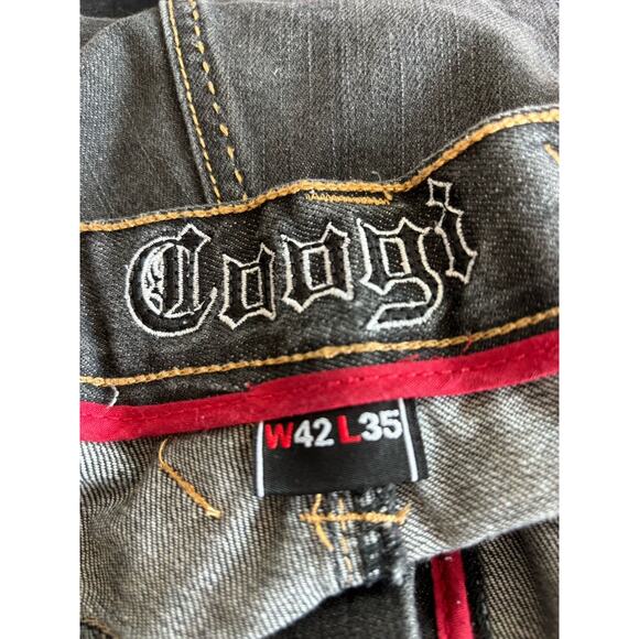 Coogi Men Jean Black Sz 42/35 Embroidered Grunge Goth Skater Punkcore Gothrock - Picture 5 of 8